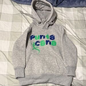 Source Unknown Gray Kids Hooded Sweatshirt with Blue & Green Punta Cana Graphic